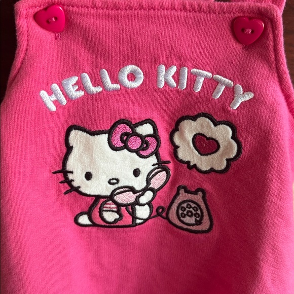 Hello Kitty By Sanrio Baby Girl Size 9M Bright Pink Baby Overalls Onesie Outfit - Picture 2 of 4